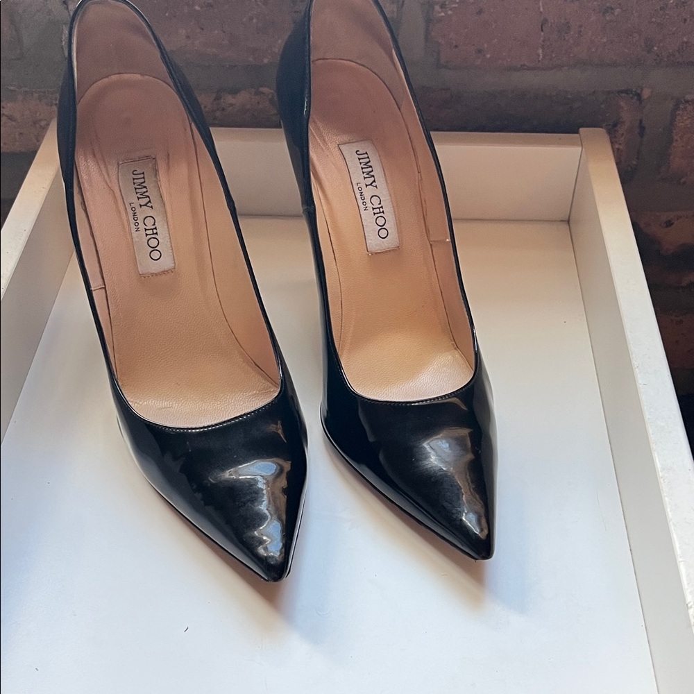 Jimmy Choo Shiny Black Pointed Heels
